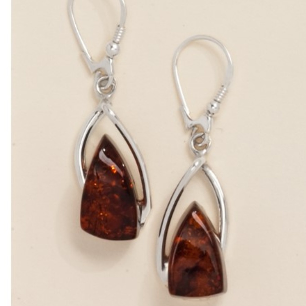 Large chunk baltic amber sterling earring NEW samp